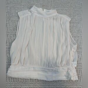 ZARA Pleated Sleeveless Blouse – Cream – Size L